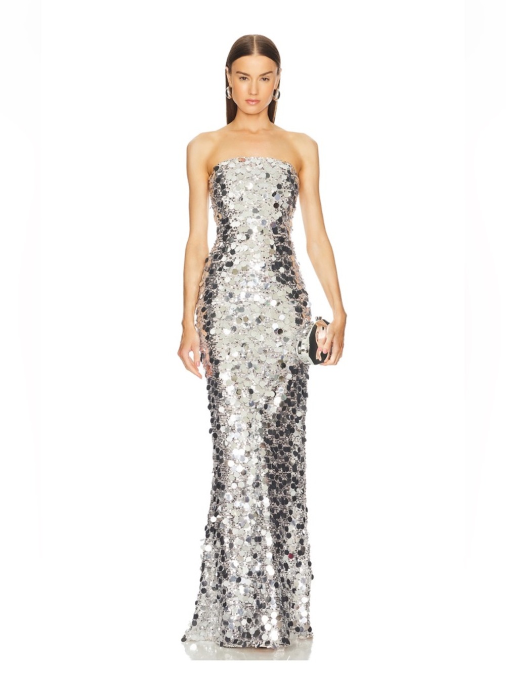 Farah Strapless Gown in Silver